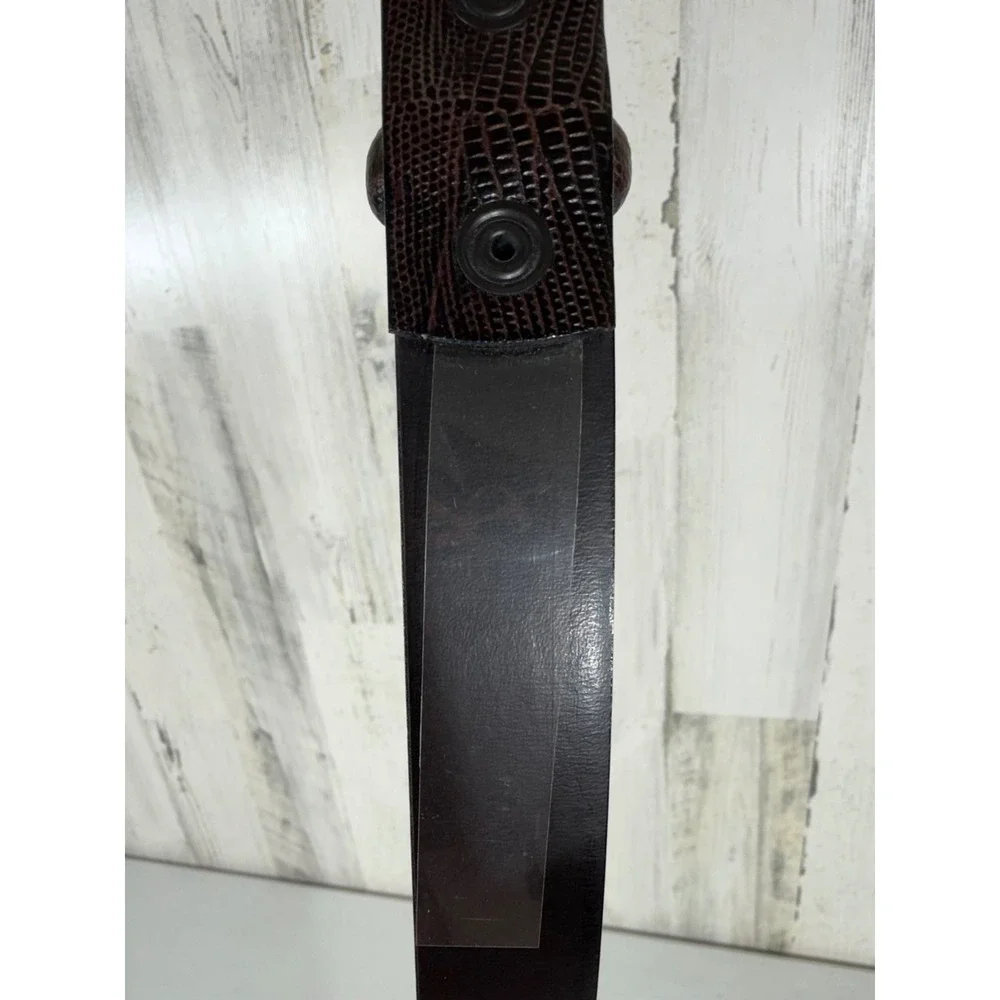 Jones New York Belt 38 Brown Embossed Italian‎ Leather Gold Tone Buckle NWOT